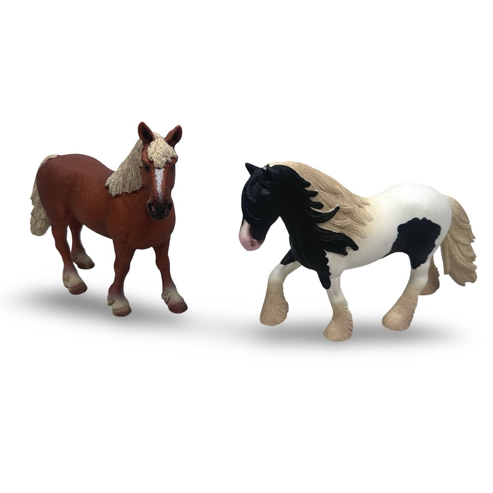Schleich Horse Figures Tinker Stallion Belgian Draft Broodmare Lot of 2 Dolls
